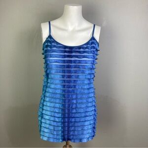 Energie tank top large women's vintage y2k mermaidcore tiered blue ombre sheer